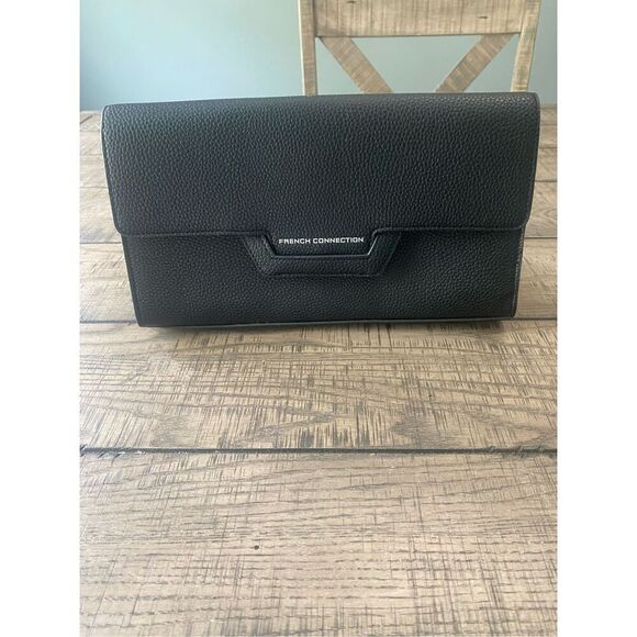 French Connection faux leather black clutch bag - Picture 1 of 7